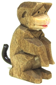 Kunstgewerbliche Schnitzterein Emil Helbig Affe sitzend  (Kunstgewerbliche Schnitzterein Emil Helbig 09-56s) Affe, sitzend